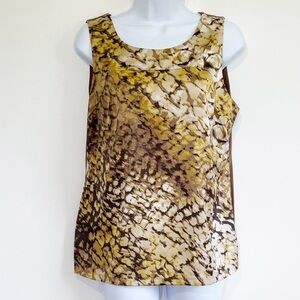 ANN TAYLOR Blouse Sleeveless Loose Fit Gold Brown Size Medium